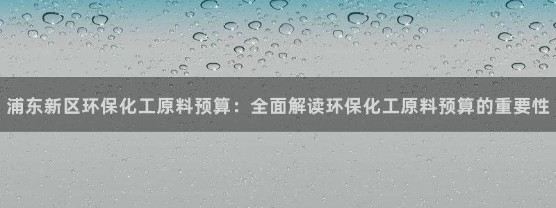 mr001亿万先生：浦东新区环保化工原料预算：全面解读环保化工原料预算的重要性